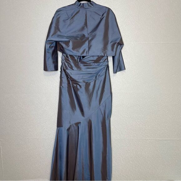 JS Collections 2pc Iridescent Ruched Taffeta Bolero + Gown 14 - Picture 6 of 7